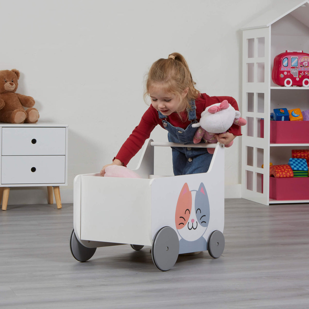 Caja de juguetes Montessori Almacenamiento de juguetes Carro