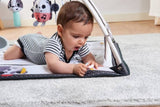 This baby play mat promotes baby’s development & stimulates cognition, communication, motor skills, imagination & creativity.