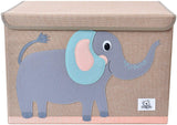 Collapsible Kids Toy Box with Flip Lid | Sturdy Canvas | Elephant Design | 3D Applique