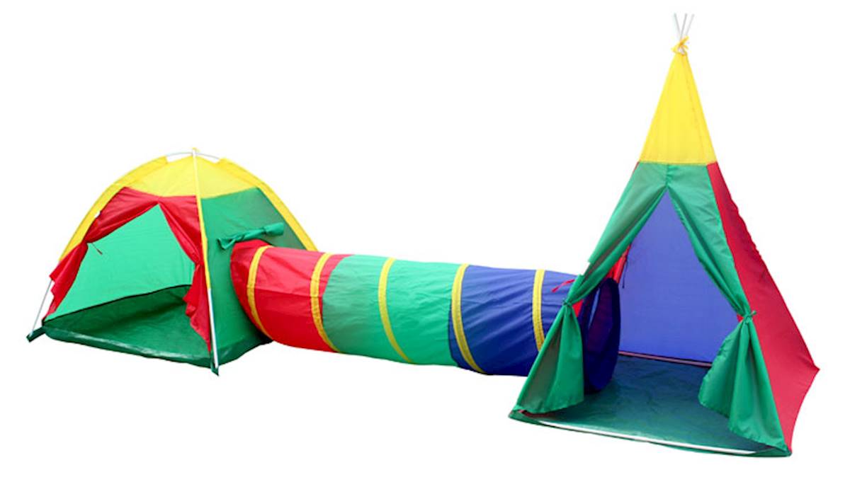 tipi zelt mit tunnel 3-in-1 Abenteuer-Spielzelt-Set für Kinder | Tunnel und Tipi