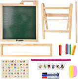Childrens Natural Eco Wooden Height Adjustable Easel | Whiteboard | Blackboard Double Easel