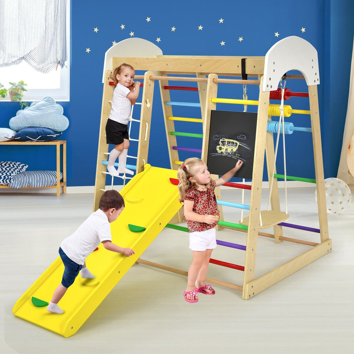 8-in-1 Montessori Kinderrutsche Mit Basketballkorb, Klettergerüst & Teleskop – Spielplatz Für Drinnen & Draußen, Grün, Für Kleinkinder 8-in-1 Montessori Kinderrutsche Mit Basketballkorb, Klettergerüst & Teleskop – Spielplatz Für Drinnen & Draußen, Grün, Für Kleinkinder