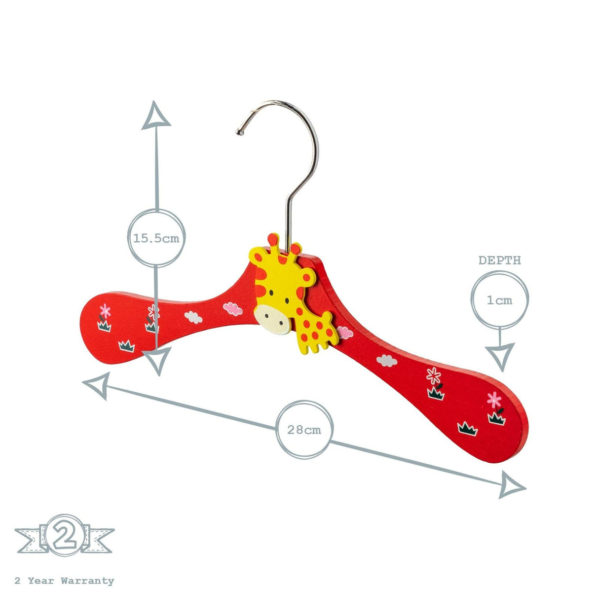 Children's Wooden Hangers Toddler Hangers Giraffe 10 Pack RED