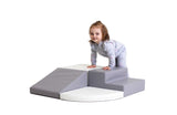 Soft Play Equipment | 4 Piece Climb & Slide Foam Play Set | Grey & White