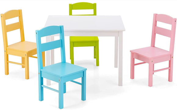Children's Eco White Wooden Table & 4 Chairs Set | New Zealand Pine | 3-8 Years
