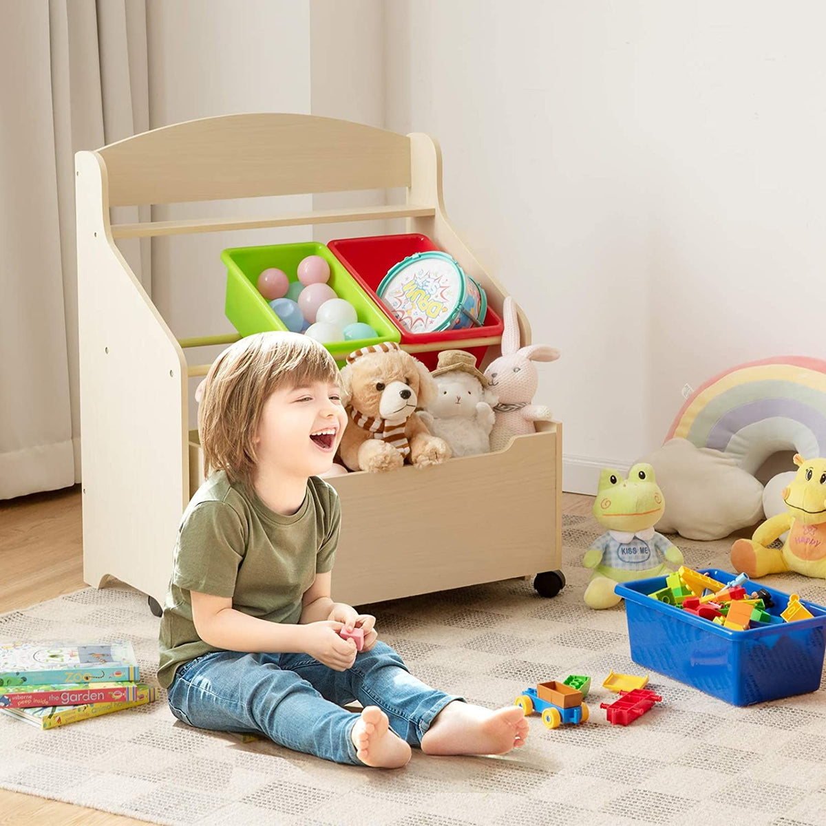 ChildrensWooden Bookcase & Toy Storage Unit | Rollout Drawer
