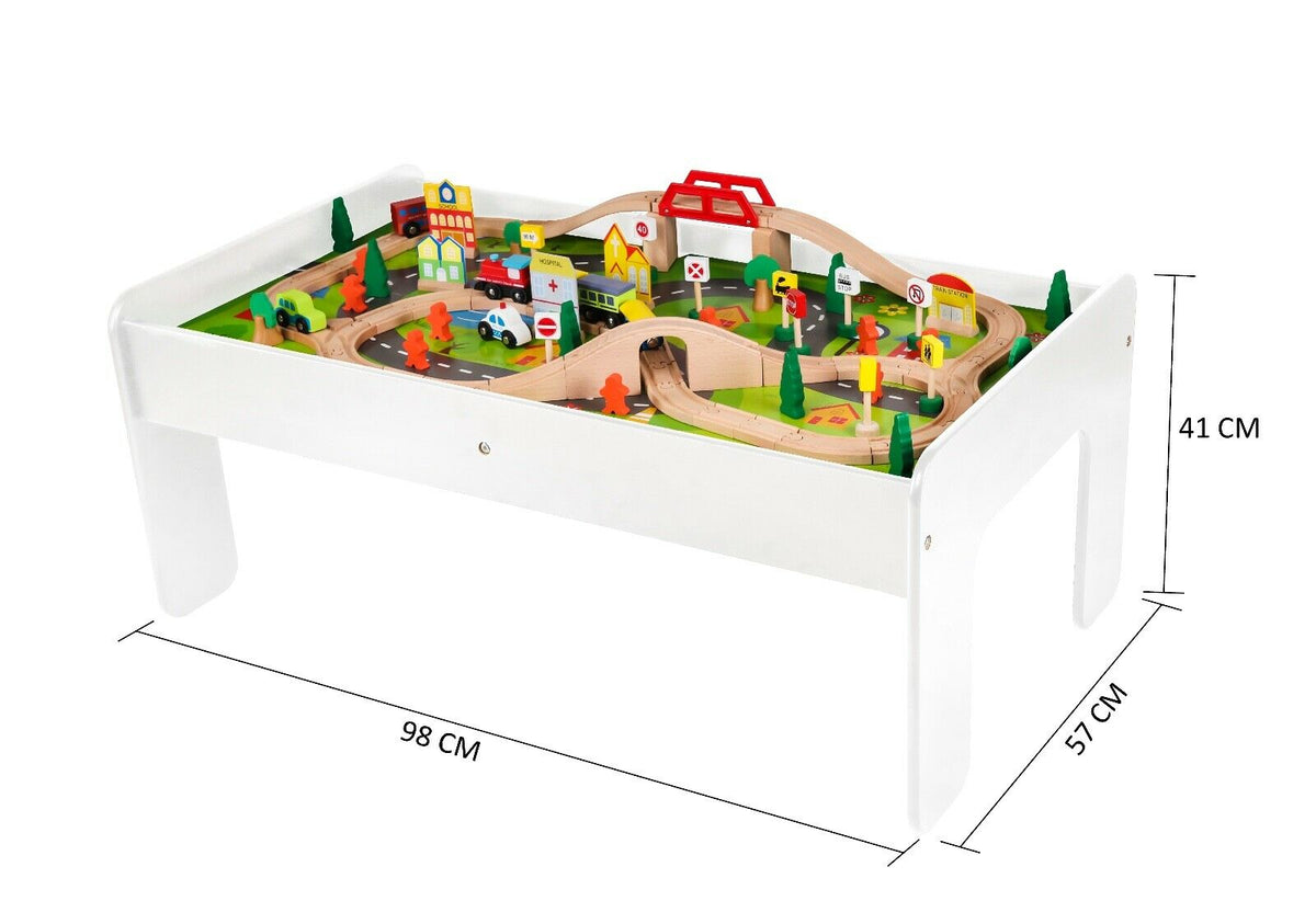 2 in 1 Montessori Wooden Train Table City Play Table 90pc Train Se www.littlehelper