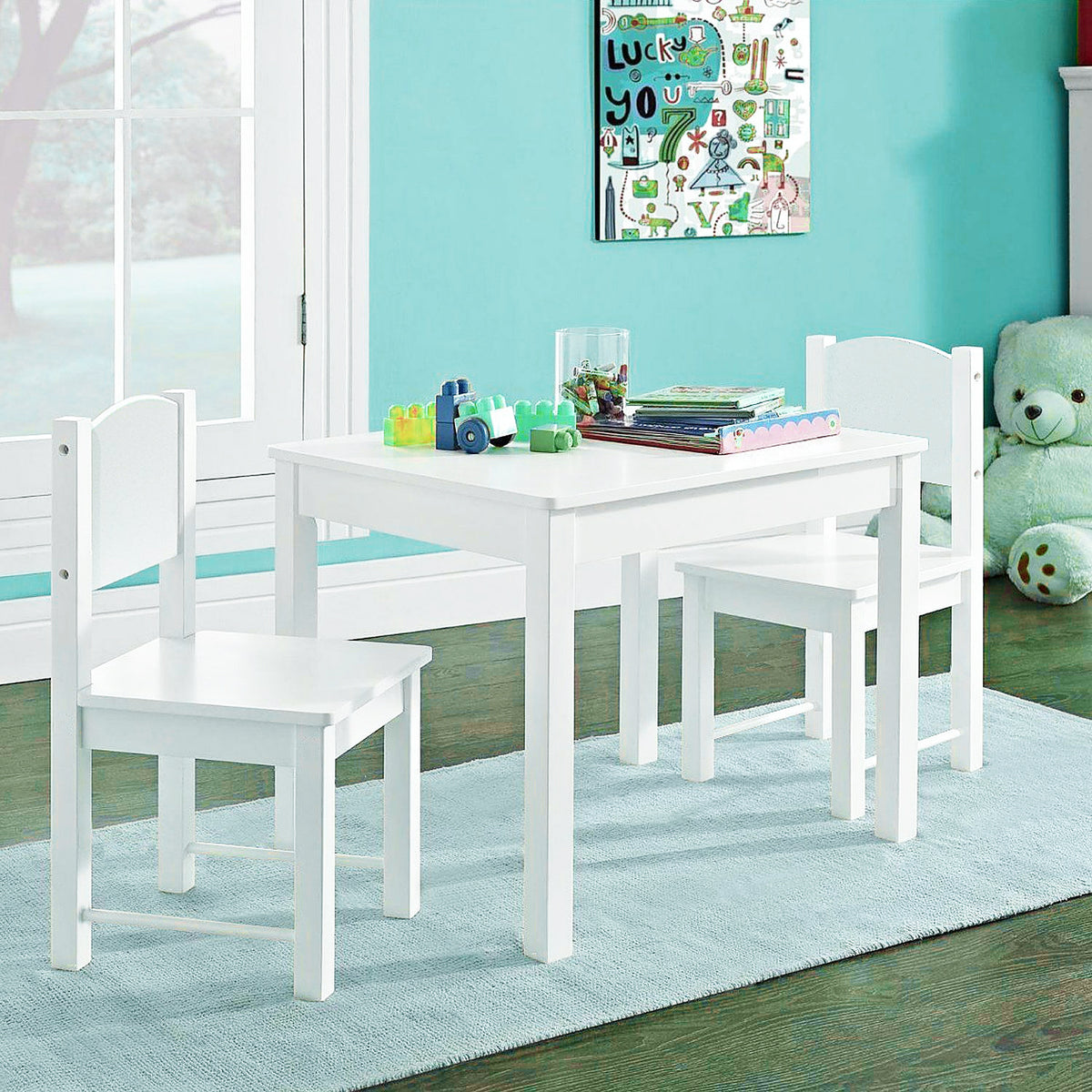 Children's | Kids Wooden Table and Chairs | White or Grey | 3-8 Years ...