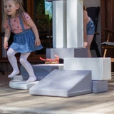 Large Set Soft Play Equipment | 11 Piece Climb & Slide Foam Play Set | Grey & White