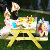 Our table is pre-treated and designed to stay outdoors in all weathers and the wooden lid keeps any unwanted visitors 