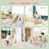 4-in-1  Eco Birch Wood Climbing Frame | Montessori Pikler Triangle, Slide & Climber | Natural Wood & White
