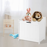 Kids Wooden Toy Box with Slow Release Hinge | Ottoman | Blanket Box | White