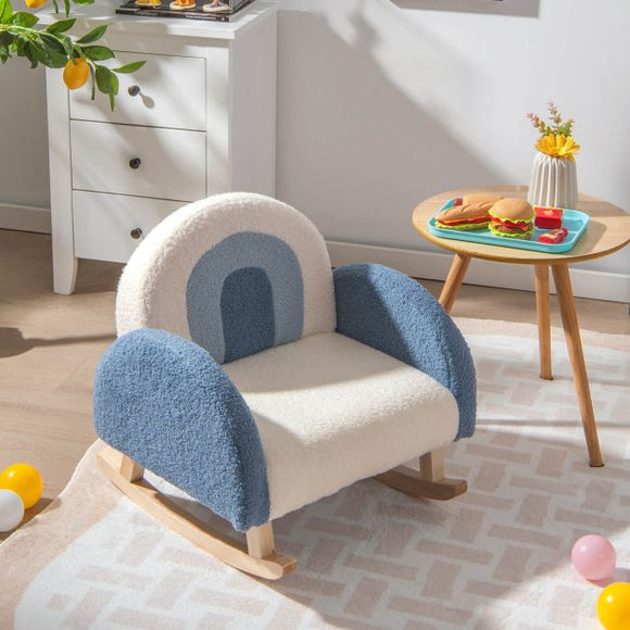 Eco Wood Frame | Spine Supporting Deluxe Super Soft Teddy Plush Rocking Chair | 