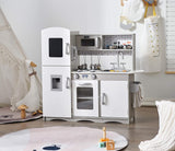 Deluxe Montessori Inspired Wooden Toy Kitchen | Working Water Dispenser | Phone | Blackboard |  including Accessories