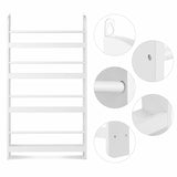 This wall mounting montessori white baby and toddler bookcase is 113cm high. x 59cm wide
