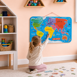 Large 92 Piece Eco Wood Montessori Magnetic World Map Puzzle | Preschool Toy Puzzles & Games