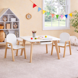 Montessori 100% Eco Wood Activity Table | White & Natural | 2-10 Years+