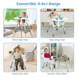 Chaise haute bébé convertible 2 positionsGris