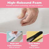 Foam cylinder and trapezoid play blocks.
