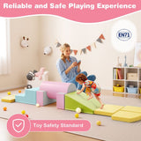 Toddler soft play blocks arranged for climbing.