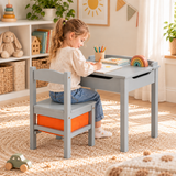 Scandinavian children's wooden desk with flip top hidden storage