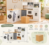 2 piece wooden pretend play kitchen with washing machine