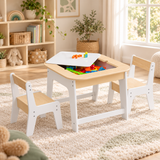 Kids wooden activity table with removable top and hidden toy storage