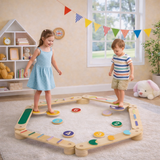 Montessori Pikler | High Quality Eco Wood Balance Beam | Stepping Stones | Natural & Pastels