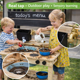 Mud Kitchen With Water Tap | Montessori Wooden Outdoor Play Kitchen For Toddlers
