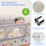 Baby Playpen With Play Mat & Pull-Up Rings | Large Safe Play Area | 147 x 206cm