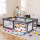 Baby playpen with zip side doors and play mat
