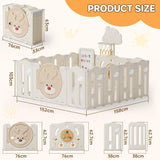 Cream toddler playpen with play mat and pit balls for indoor play