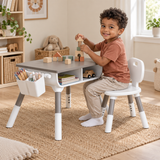 Scandi children’s table and chair set with storage