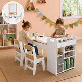 Kids art and craft table with flip-up easel and two chairs