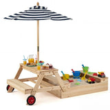 Kids wooden picnic table with hidden sandpit