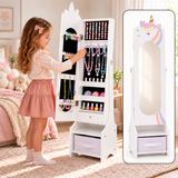 White unicorn children’s full-length mirror and jewellery cabinet