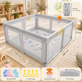 Extra Large Foldable Baby Playpen in Light Grey – 180 × 150 cm with Travel Bag & Play Balls