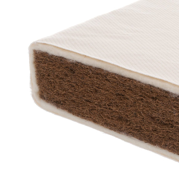 Cot Bed All Seasons | 100% Natural Mattress & Washable Cover | Natural Coir and Wool Fill | 140 x 70cm