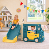 Children's Montessori Play Bus and Slide | Basketball Hoop | Indoor Outdoor | Green or Beige