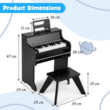 Children's toy wooden learn with lights piano with dimensions