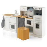 Kids toy kitchen with storage stool lights and realistic sounds
