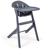 Modern dark grey baby highchair with adjustable BPA free tray and supportive backrest