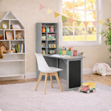 Montessori Space-Saving Wall Mounted Desk | Floating Desk | Blackboard | Storage | Grey