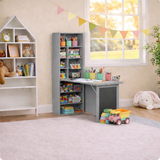 Montessori Space-Saving Wall Mounted Desk | Floating Desk | Blackboard | Storage | Grey