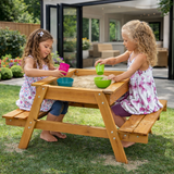 Kids Heavy duty 3-in-1 Pre-Treated Eco Conscious Wooden Sandpit and Picnic Bench with Cover | 1 Year+