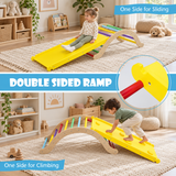 4-in-1 Wooden Pikler Climbing Arch | Reversible Slide, Climbing Ramp & Rocker with Mattress | 12m+