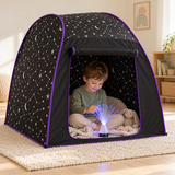 Kids’ sensory tent with colour-changing fibre optic light and soft blanket