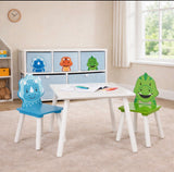 Children's Dinosaur Wood Table and 2 Chairs Set | White, Blue & Green | 2 Years +