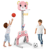 3-in-1 Adjustable Kids Basketball Hoop, Football Goal & Ring Toss Set