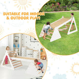 triángulo, tobogán y muro de escalada Eco Montessori Pikler de lujo 4 en 1 | Natural con Blanco